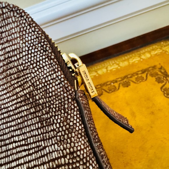 India Hicks Insider Stingray Gecko Brown Leather Clutch with Dustbag NEW - Picture 7 of 14